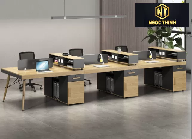 Mẫu bàn làm việc 8 người ngồi chất lượng tại Nội Thất Ngọc Thịnh